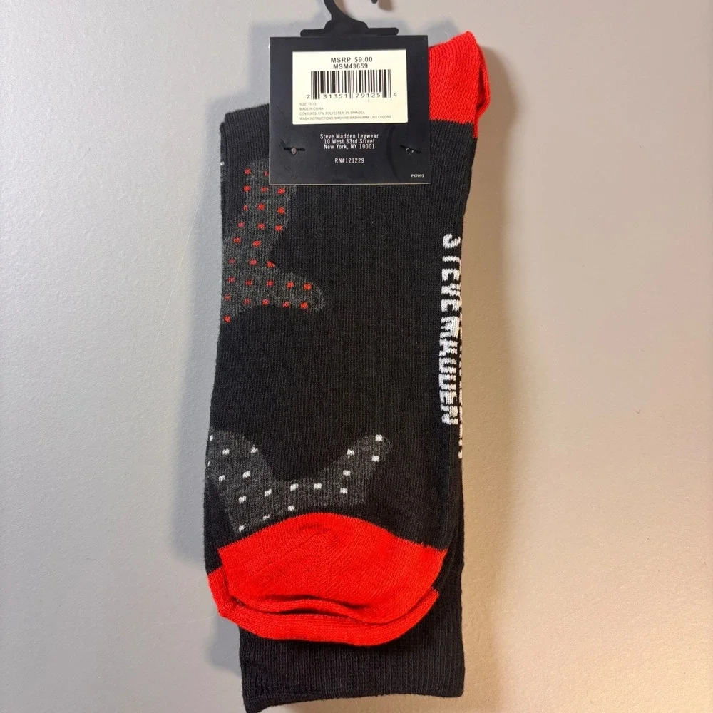 Steve Madden Mens Crew Socks 6 Pack Novelty Patterns Shoe‎ Size 6-12.5